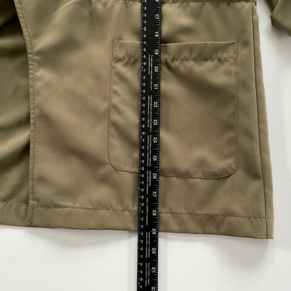 Stradivarius Womens Waterfall Collar Jacket Sz S Olive Green Lightweight Utility - Picture 4 of 11